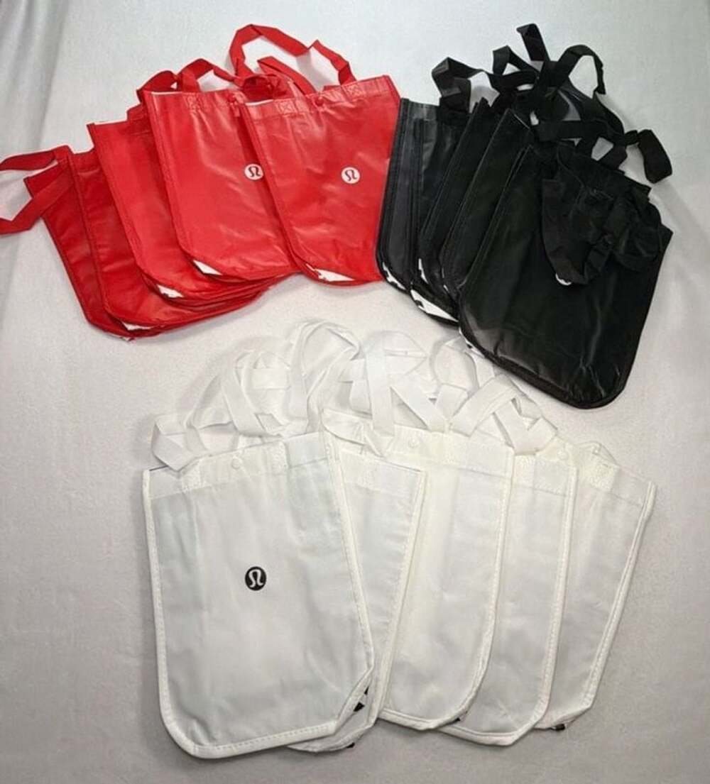 Lot of 15 Lululemon Small Reusable Tote Bags Red White Black